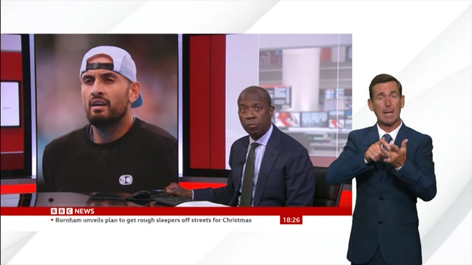 Broadcast still at 26m. BBC News, Signed: BBC News at Six, 19 August 2026.