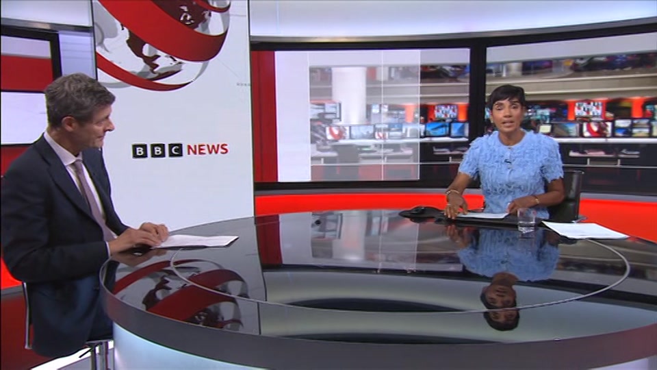 Broadcast still at 24m. BBC One, BBC News and Weather, 19 August 2026.