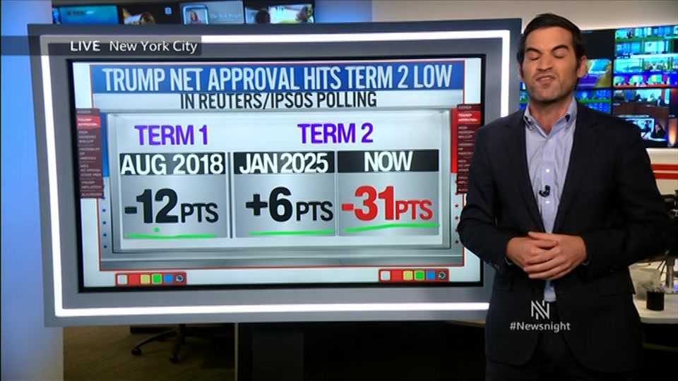 Broadcast still at 26m. BBC Two, Newsnight, followed by Weather, 19 August 2026.
