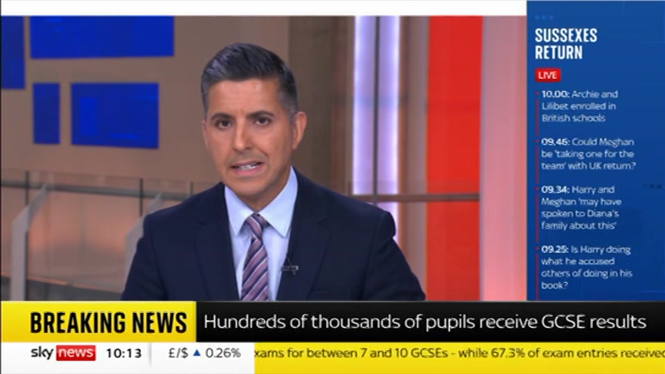 Still from Sky News at 13:00