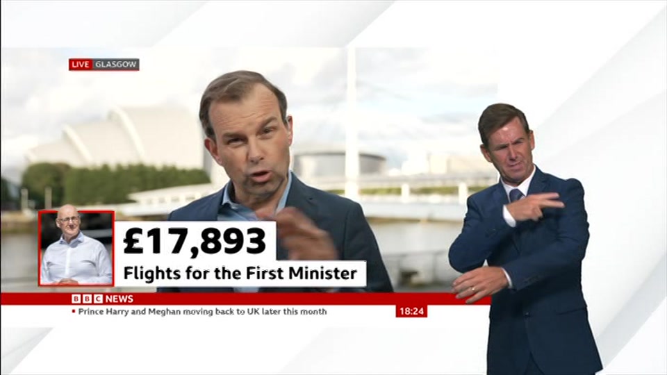 Broadcast still at 24m. BBC News, Signed: BBC News at Six, 20 August 2026.