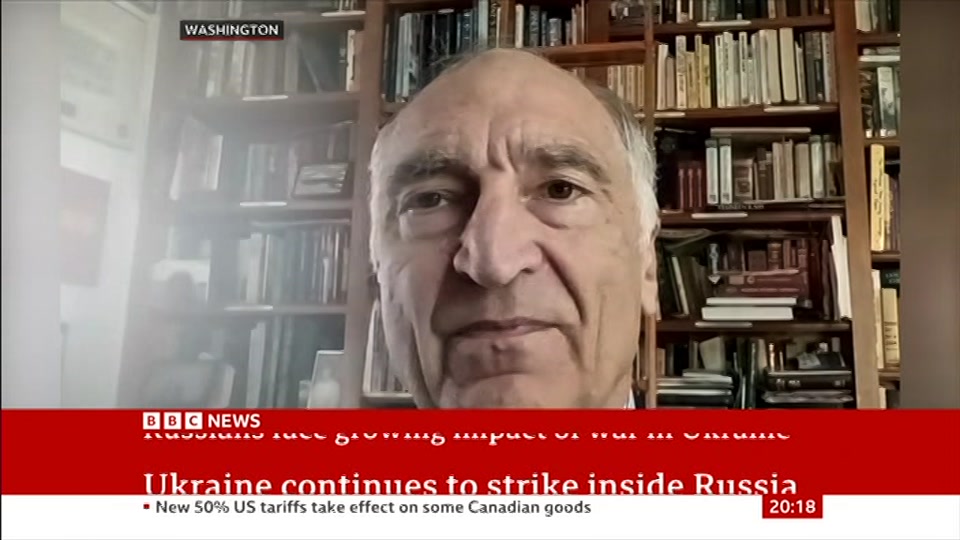 Broadcast still at 18m. BBC News, 22 August 2026.